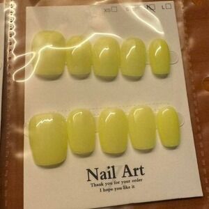 Press On Nails Yellow‎ Short Square Full Cover Nail Art Manicure